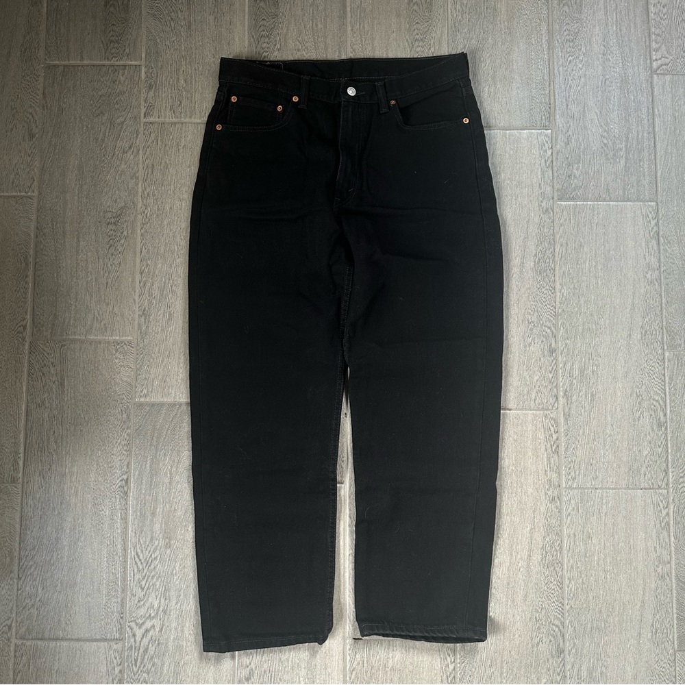Levi Strauss Men's Black Denim Jeans 550 35 X 30 Relaxed Fit Straight Leg